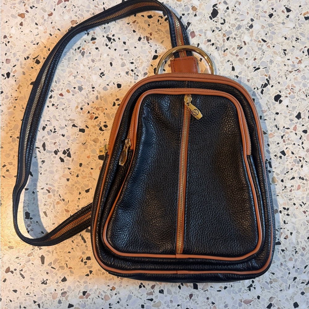Valentina Italian Leather Convertible Sling Backpack